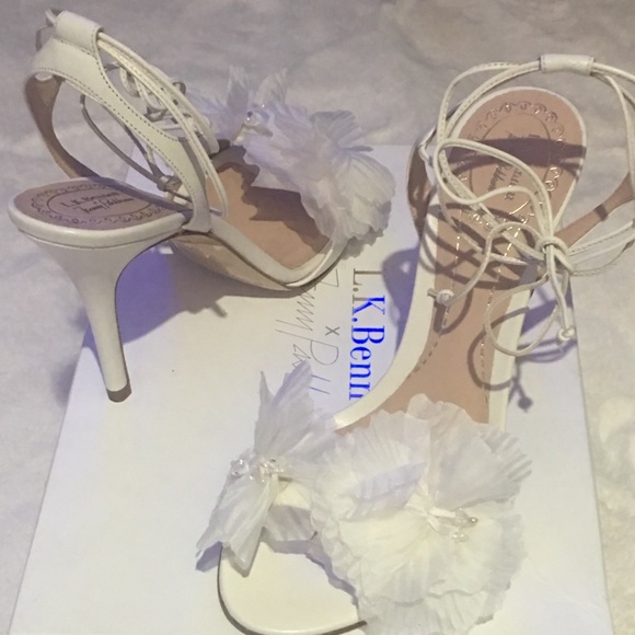 L.K. Bennett White Strappy Wedding Sandals Heels - Picture 4 of 7